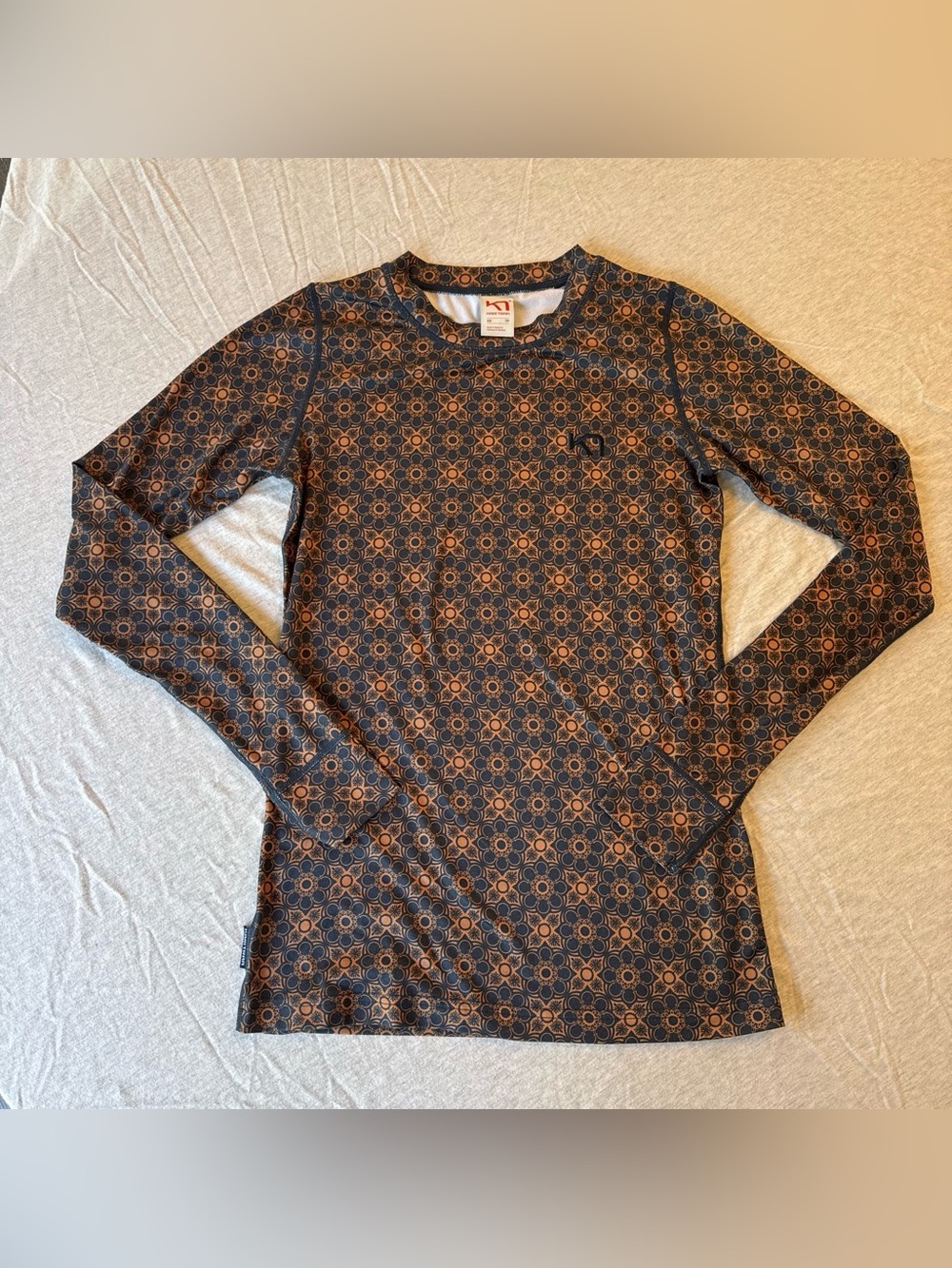 Kari Traa Brown and Black Long Sleeve Patterned Base Layer
